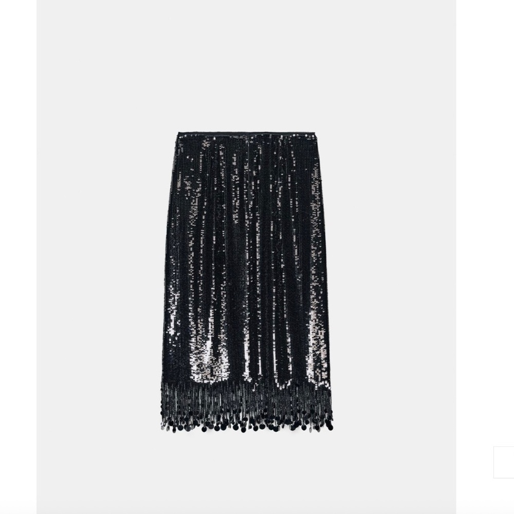 ZARA ZW Collection Sequin Long Skirt – Black – Size S – NWT - Picture 3 of 9